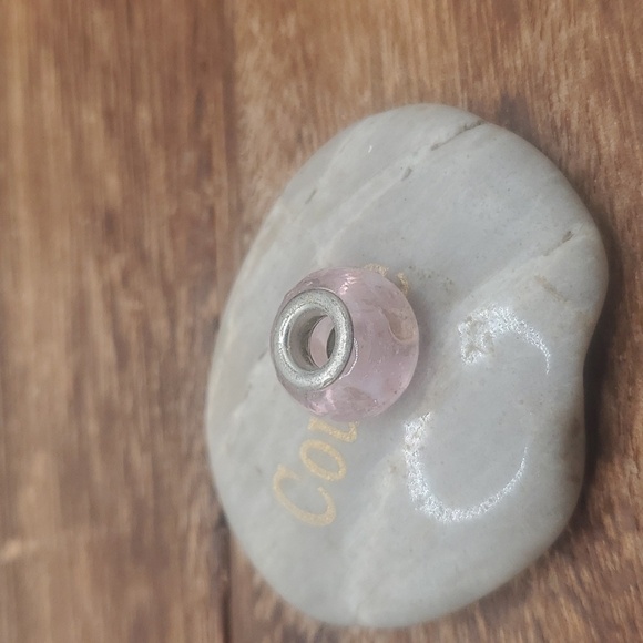 Pink rose quartz charm sterling - Picture 2 of 2